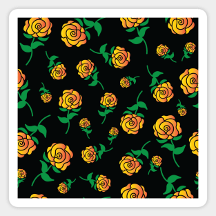 Orange Yellow Gradient Hand Drawn Roses Pattern Magnet